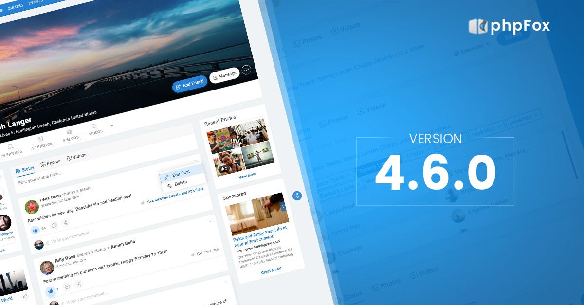 Quick Preview of phpFox v4.6.0 Material Template